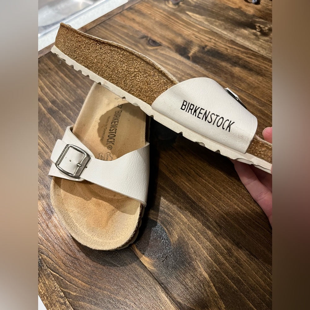 SOLD ELSEWHERE: White single strap Arizona Birkenstocks